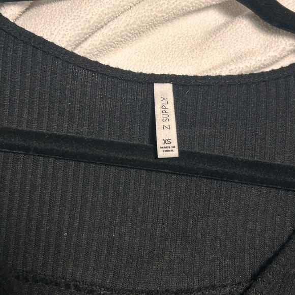 Black ribbed wrap style long sleeve - Picture 5 of 8